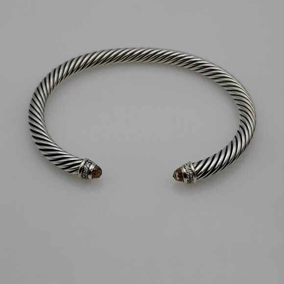 David Yurman 5mmClassic Cable Morganite Bracelet With Diamond - Picture 1 of 6